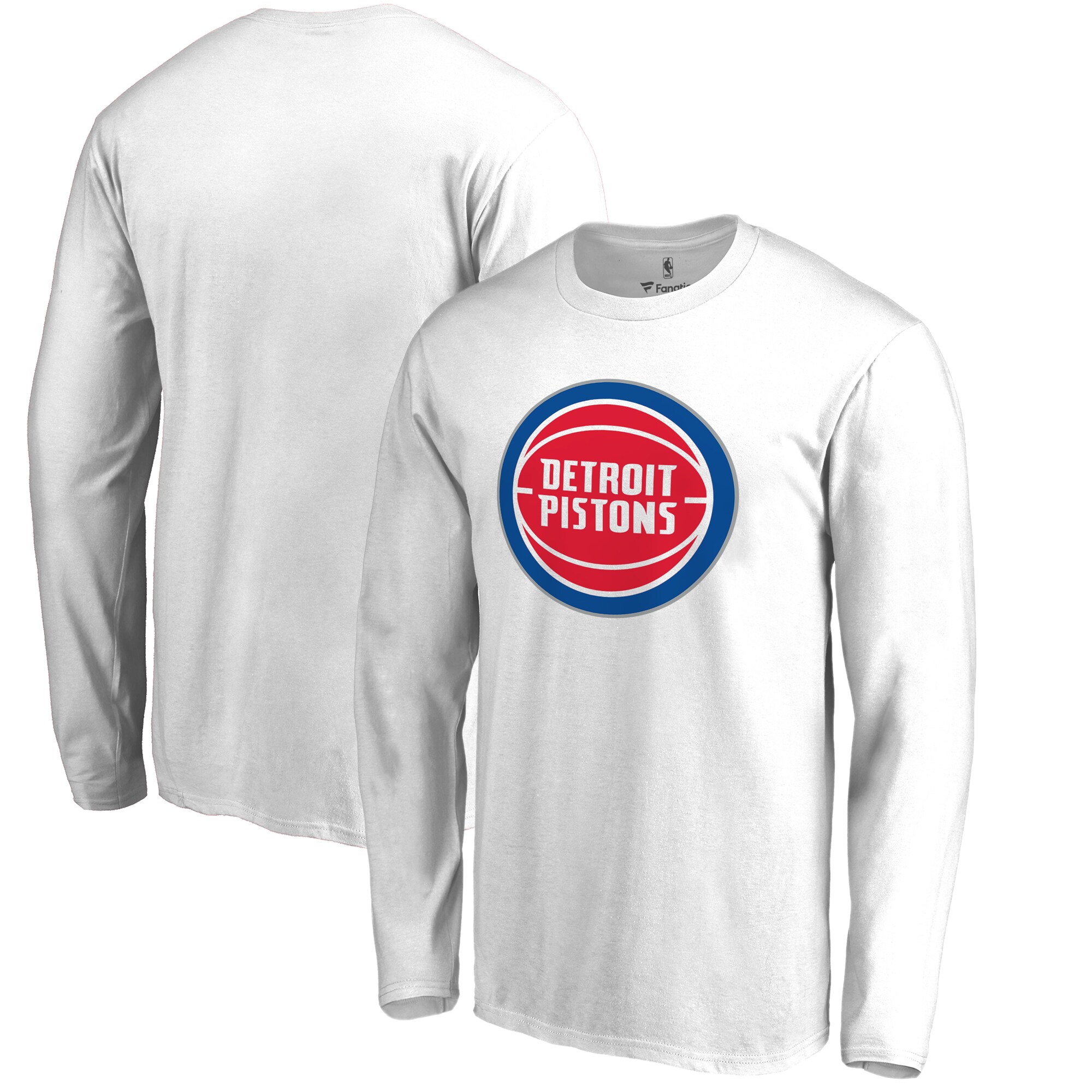 mens detroit pistons white primary logo long sleeve t-shirt – Genuine NBA Hats & Jerseys for Fans