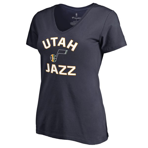 womens utah jazz navy overtime v-neck t-shirt – Genuine NBA Hats & Jerseys for Fans
