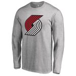 mens portland trail blazers heather gray primary logo long sleeve t-shirt – Genuine NBA Hats & Jerseys for Fans