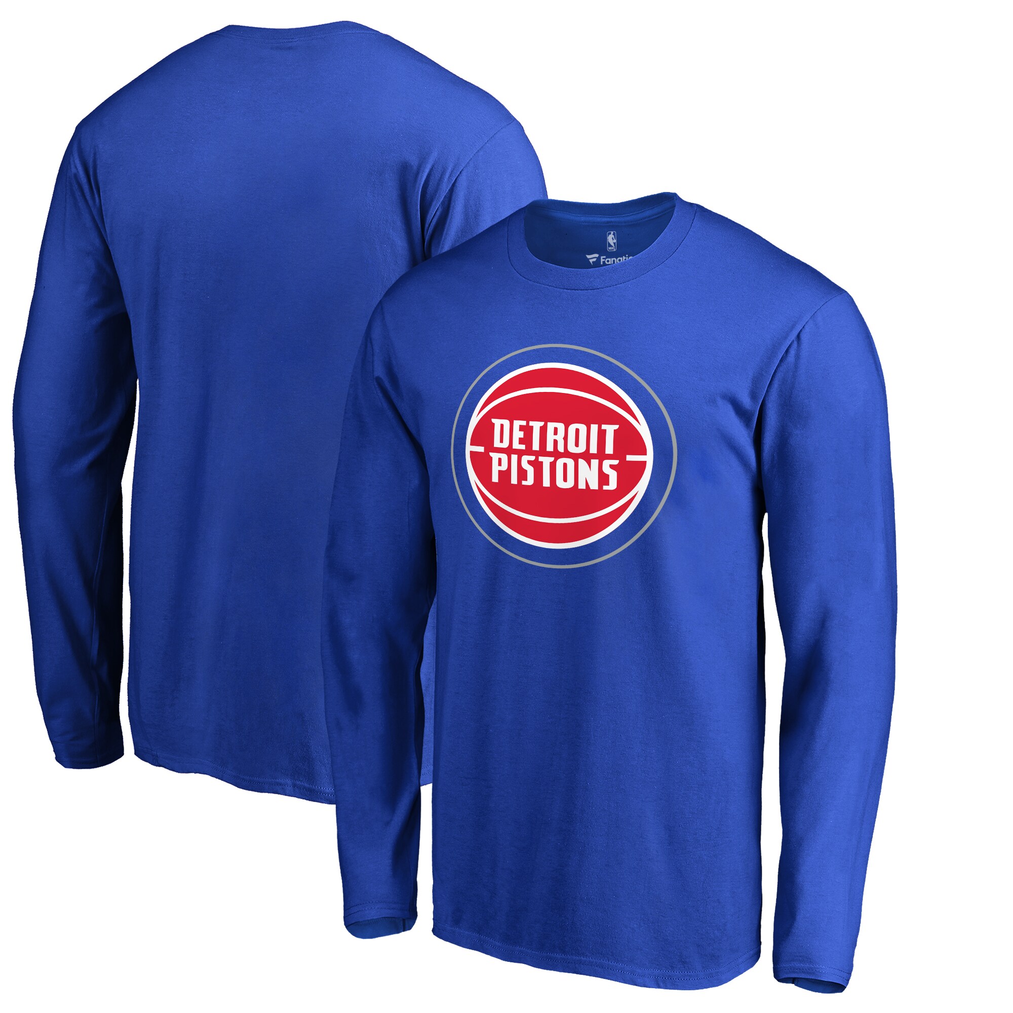 mens detroit pistons royal primary logo 2 long sleeve t-shirt – Genuine NBA Hats & Jerseys for Fans