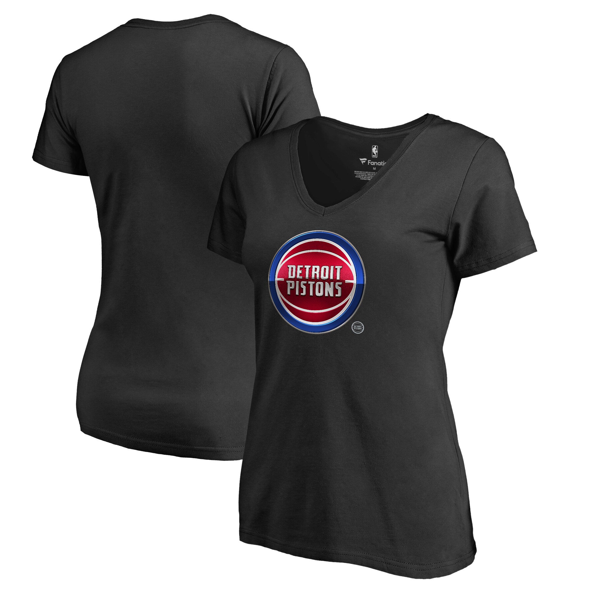 womens detroit pistons black midnight mascot v-neck t-shirt – Genuine NBA Hats & Jerseys for Fans