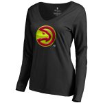 womens atlanta hawks black midnight mascot long sleeve v-neck t-shirt – Genuine NBA Hats & Jerseys for Fans