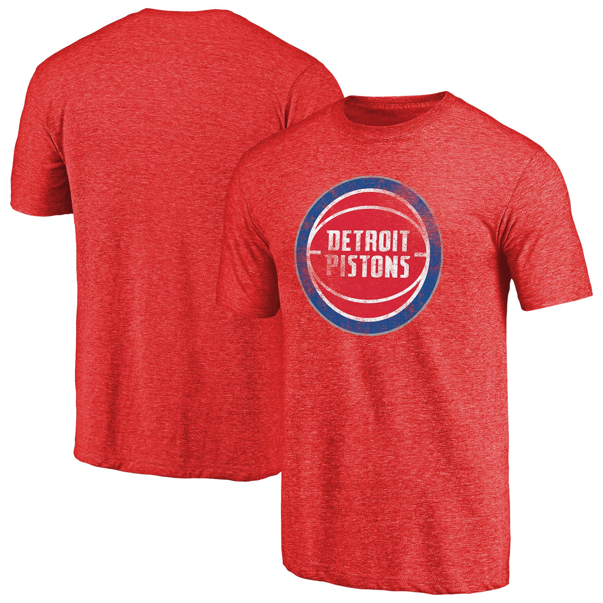 mens detroit pistons red distressed logo tri-blend t-shirt – Genuine NBA Hats & Jerseys for Fans