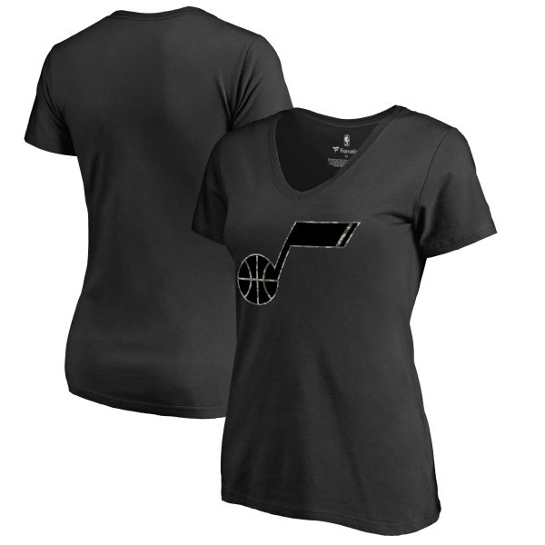 womens utah jazz black cloak camo v-neck t-shirt – Genuine NBA Hats & Jerseys for Fans