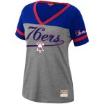 womens philadelphia 76ers allen iverson mitchell  ness heathered charcoal team captain v-neck t-shirt – Genuine NBA Hats & Jerseys for Fans