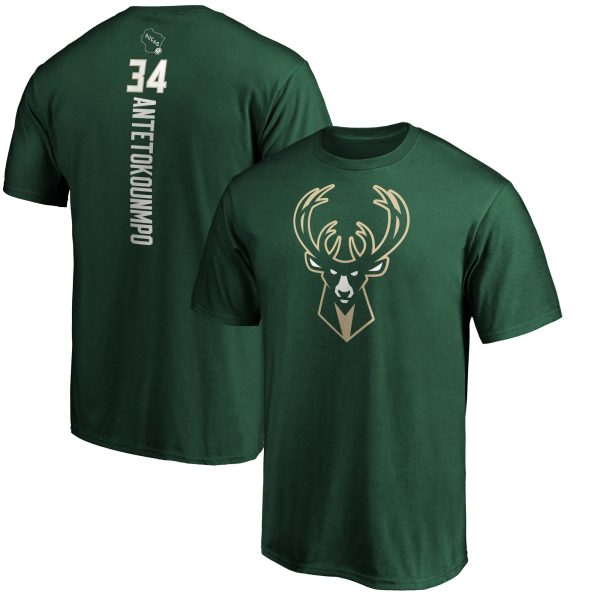 mens milwaukee bucks giannis antetokounmpo hunter green team playmaker name  number t-shirt – Genuine NBA Hats & Jerseys for Fans