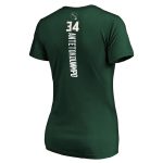 womens milwaukee bucks giannis antetokounmpo green playmaker name  number v-neck t-shirt – Genuine NBA Hats & Jerseys for Fans