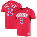 mens philadelphia 76ers allen iverson mitchell  ness red hardwood classics stitch name  number t-shirt – Genuine NBA Hats & Jerseys for Fans