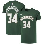 youth milwaukee bucks giannis antetokounmpo nike hunter green logo name  number performance t-shirt – Genuine NBA Hats & Jerseys for Fans