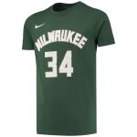 youth milwaukee bucks giannis antetokounmpo nike hunter green logo name  number performance t-shirt – Genuine NBA Hats & Jerseys for Fans
