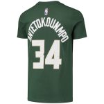 youth milwaukee bucks giannis antetokounmpo nike hunter green logo name  number performance t-shirt – Genuine NBA Hats & Jerseys for Fans