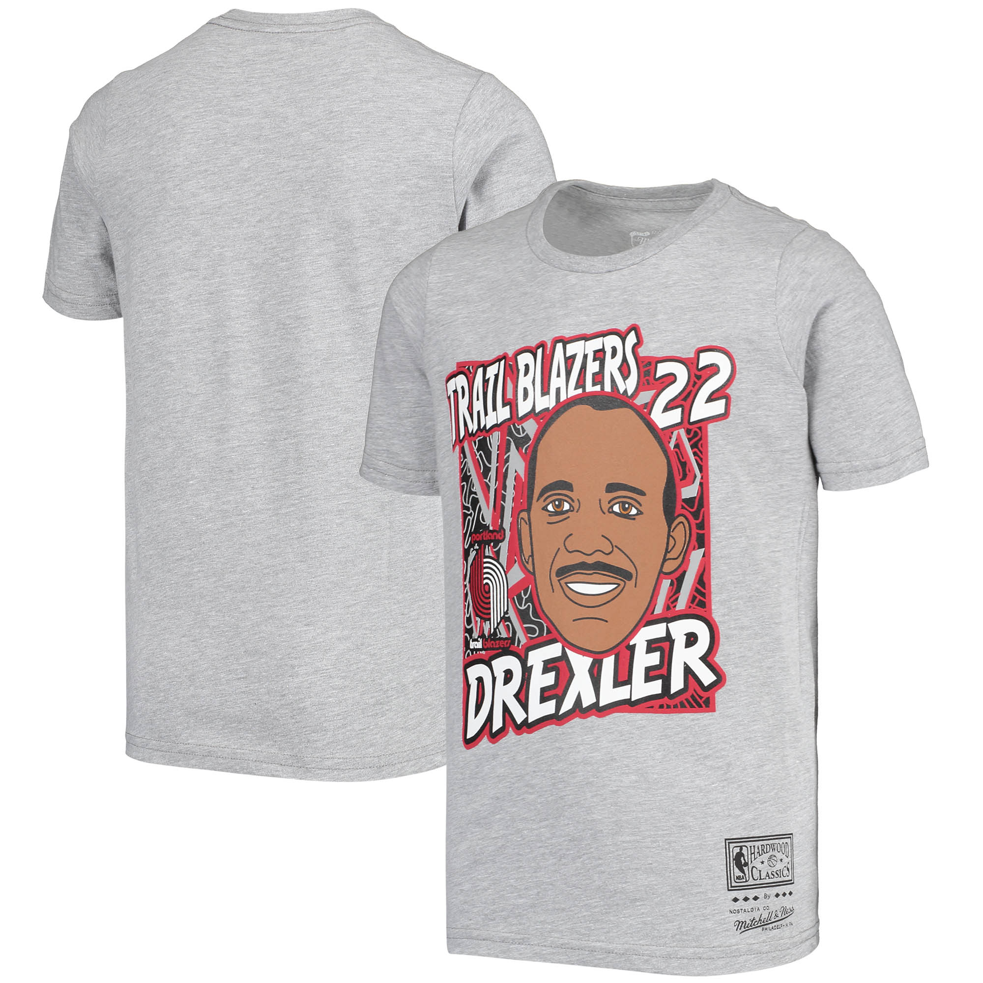 youth portland trail blazers clyde drexler mitchell ness gray hardwood classics king of the court player t-shirt – Genuine NBA Hats & Jerseys for Fans youth portland trail blazers clyde drexler mitchell ness gray hardwood classics king of the court player t-shirt – Genuine NBA Hats & Jerseys for Fans