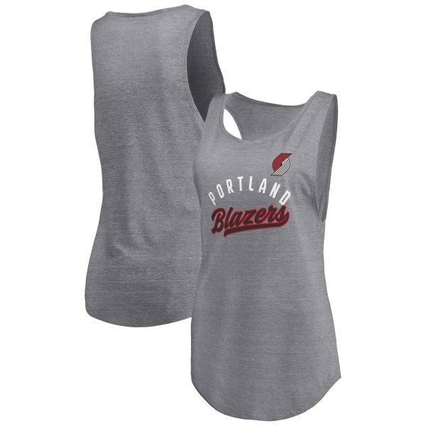 womens portland trail blazers fanatics heathered gray quality time open scoop neck tri-blend tank top – Genuine NBA Hats & Jerseys for Fans