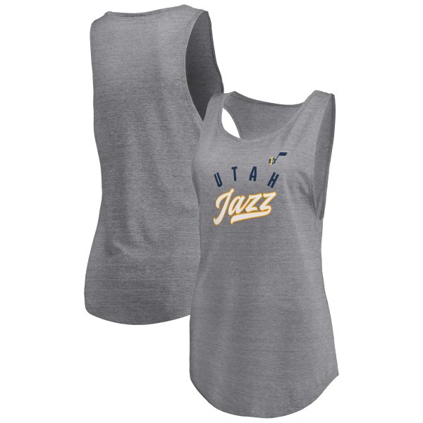womens utah jazz fanatics heathered gray quality time open scoop neck tri-blend tank top – Genuine NBA Hats & Jerseys for Fans