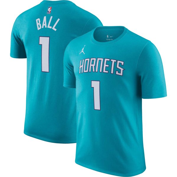 mens charlotte hornets lamelo ball nike teal icon 202223 name  number t-shirt – Genuine NBA Hats & Jerseys for Fans