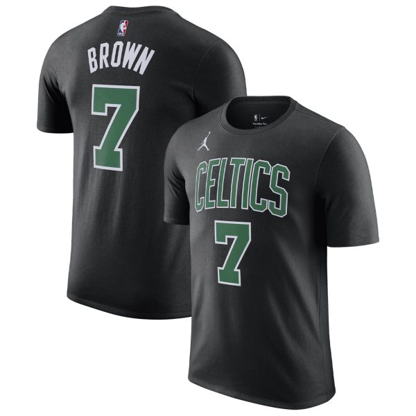 mens boston celtics jaylen brown jordan brand black 202223 statement edition name  number t-shirt – Genuine NBA Hats & Jerseys for Fans