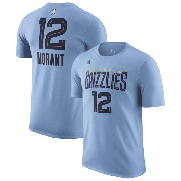 mens memphis grizzlies ja morant jordan brand light blue 202223 statement edition name  number t-shirt – Genuine NBA Hats & Jerseys for Fans
