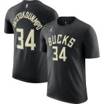mens milwaukee bucks giannis antetokounmpo jordan brand black 202223 statement edition name  number t-shirt – Genuine NBA Hats & Jerseys for Fans