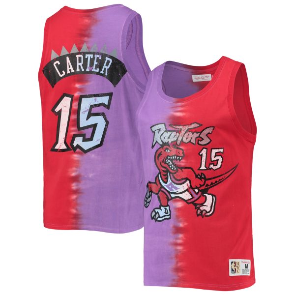 mens toronto raptors vince carter mitchell  ness purplered hardwood classics tie-dye name  number tank top – Genuine NBA Hats & Jerseys for Fans