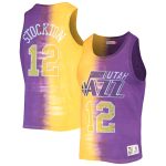 mens utah jazz john stockton mitchell  ness goldpurple hardwood classics tie-dye name  number tank top – Genuine NBA Hats & Jerseys for Fans