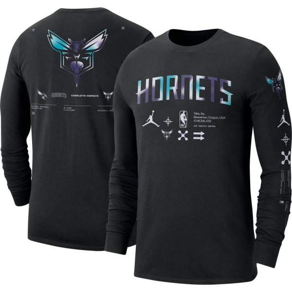 mens charlotte hornets jordan brand black essential air traffic control long sleeve t-shirt – Genuine NBA Hats & Jerseys for Fans