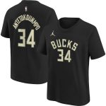youth milwaukee bucks giannis antetokounmpo jordan brand black statement edition name  number player t-shirt – Genuine NBA Hats & Jerseys for Fans