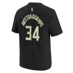 youth milwaukee bucks giannis antetokounmpo jordan brand black statement edition name  number player t-shirt – Genuine NBA Hats & Jerseys for Fans