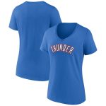 womens oklahoma city thunder blue wordmark v-neck t-shirt – Genuine NBA Hats & Jerseys for Fans