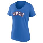 womens oklahoma city thunder blue wordmark v-neck t-shirt – Genuine NBA Hats & Jerseys for Fans