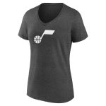 womens utah jazz charcoal logo v-neck t-shirt – Genuine NBA Hats & Jerseys for Fans