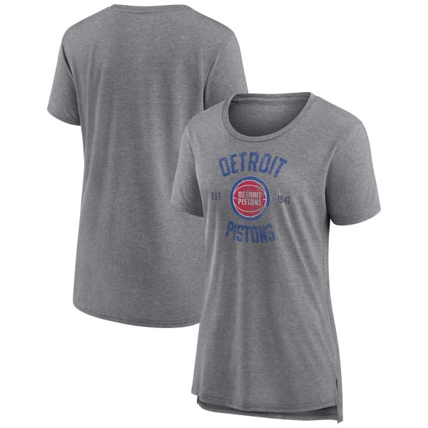 womens detroit pistons heather gray heritage tri-blend t-shirt – Genuine NBA Hats & Jerseys for Fans