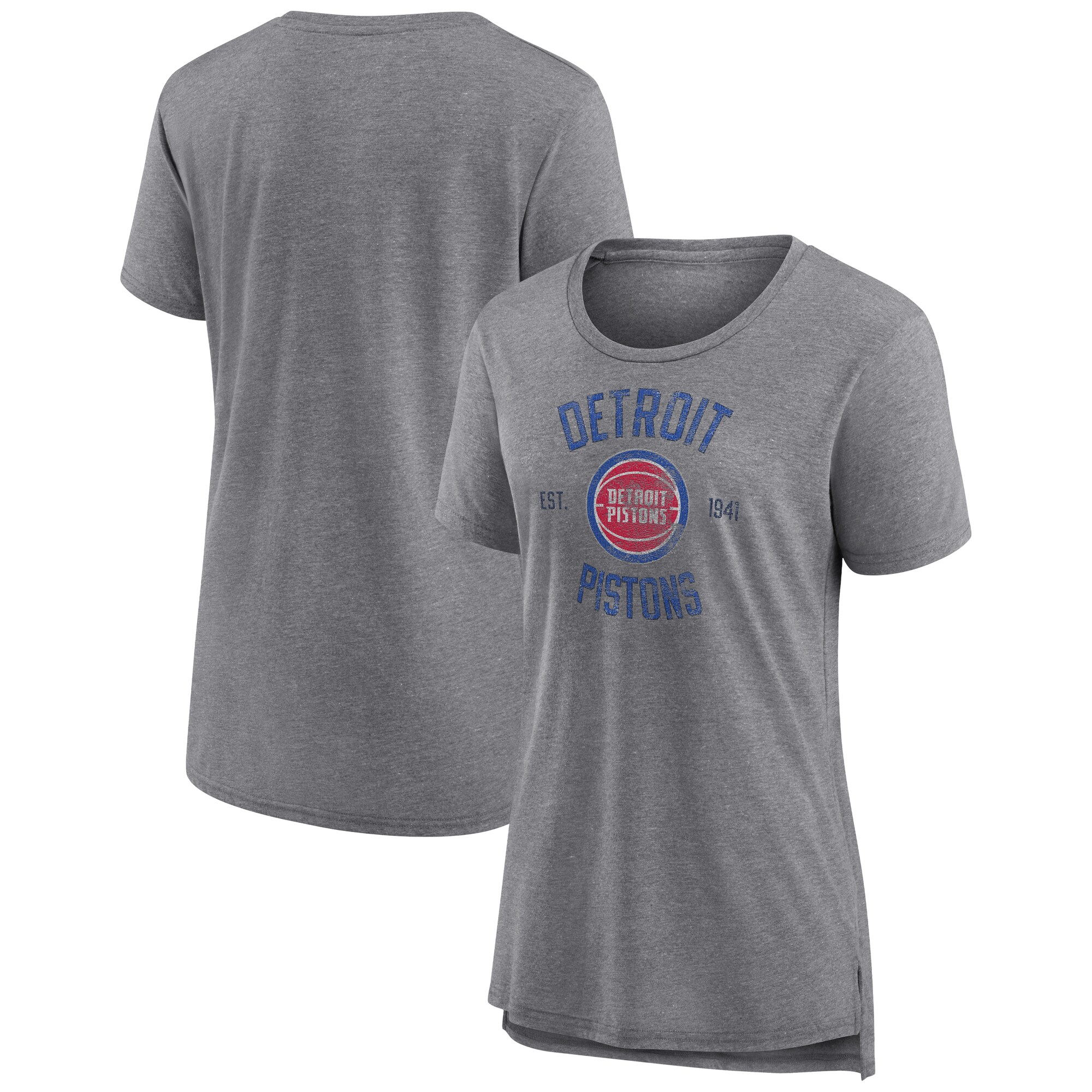 womens detroit pistons heather gray heritage tri-blend t-shirt – Genuine NBA Hats & Jerseys for Fans