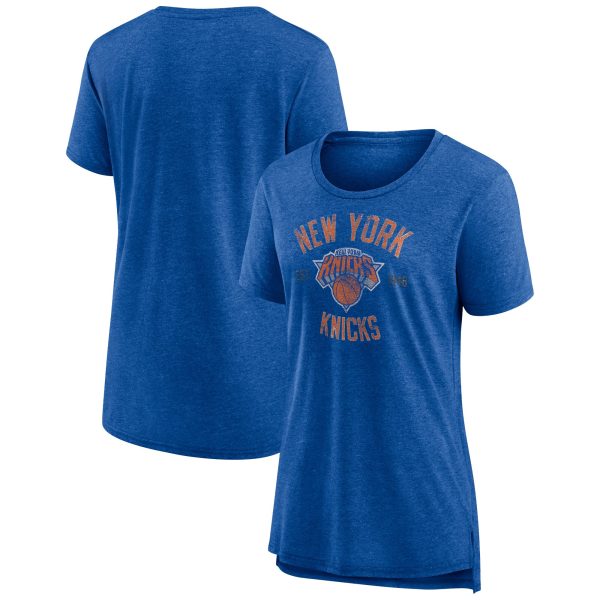 womens new york knicks heather blue heritage tri-blend t-shirt – Genuine NBA Hats & Jerseys for Fans