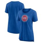 womens detroit pistons heather blue distressed logo tri-blend t-shirt – Genuine NBA Hats & Jerseys for Fans