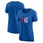 womens philadelphia 76ers heather royal distressed logo tri-blend t-shirt – Genuine NBA Hats & Jerseys for Fans