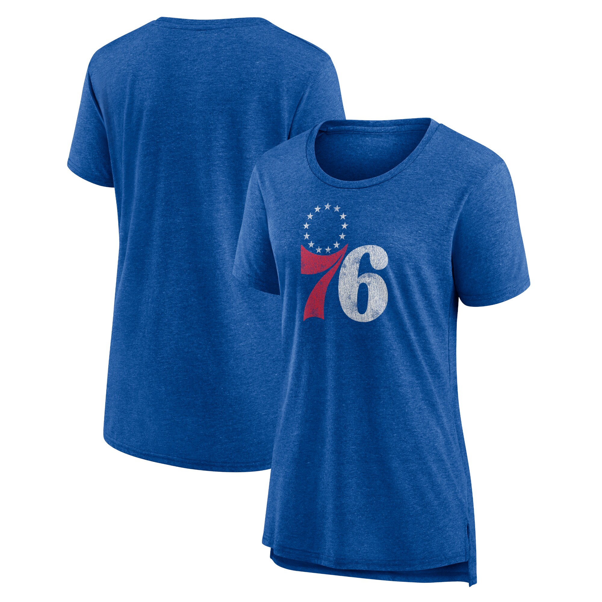 womens philadelphia 76ers heather royal distressed logo tri-blend t-shirt – Genuine NBA Hats & Jerseys for Fans