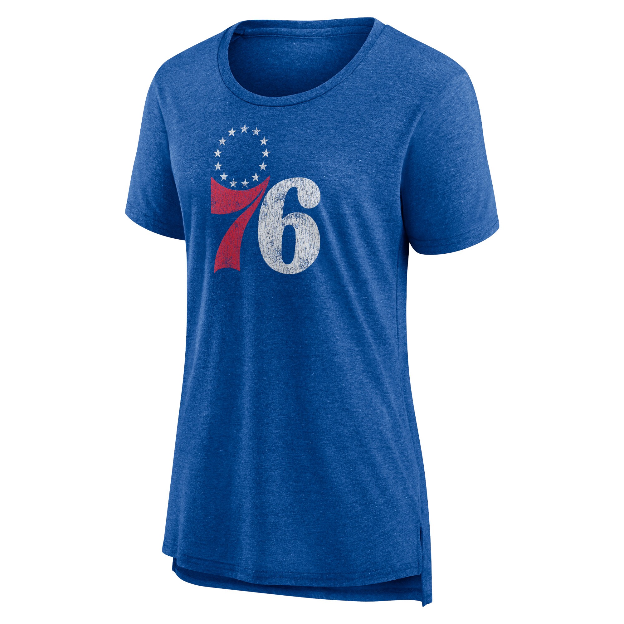 womens philadelphia 76ers heather royal distressed logo tri-blend t-shirt – Genuine NBA Hats & Jerseys for Fans