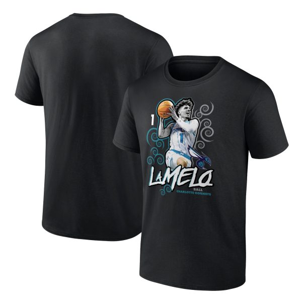 mens charlotte hornets lamelo ball black player name  number competitor t-shirt – Genuine NBA Hats & Jerseys for Fans