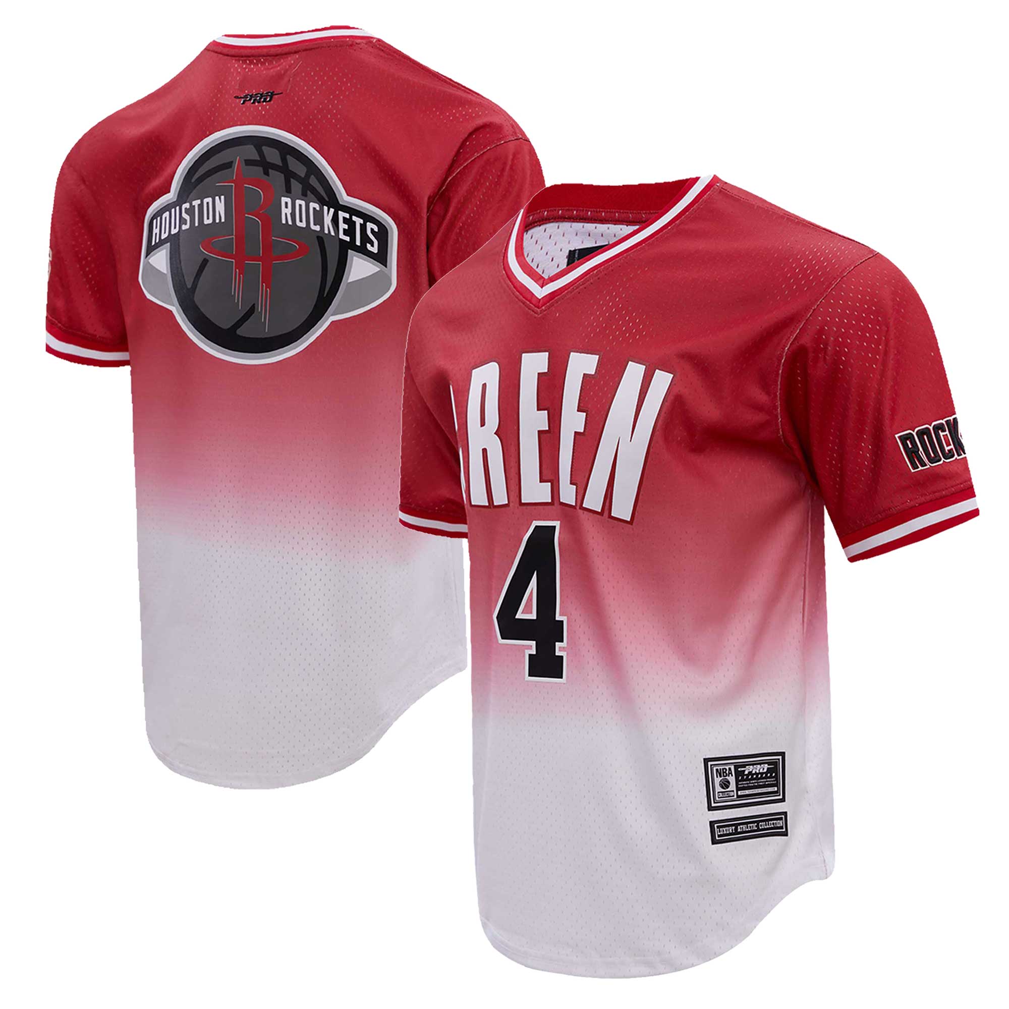 mens houston rockets jalen green post redwhite ombre name  number t-shirt – Genuine NBA Hats & Jerseys for Fans