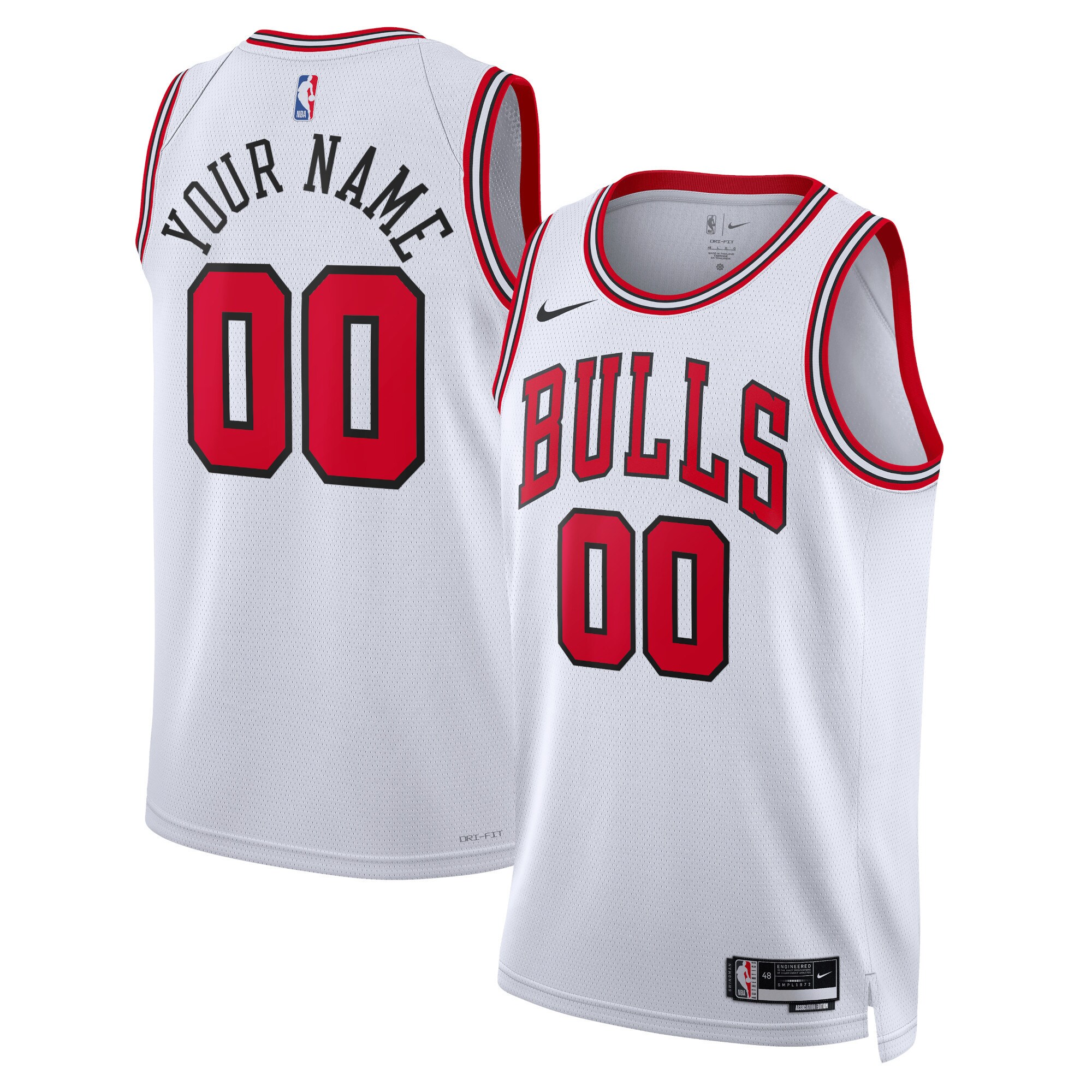 unisex chicago bulls nike white swingman custom jersey - association edition