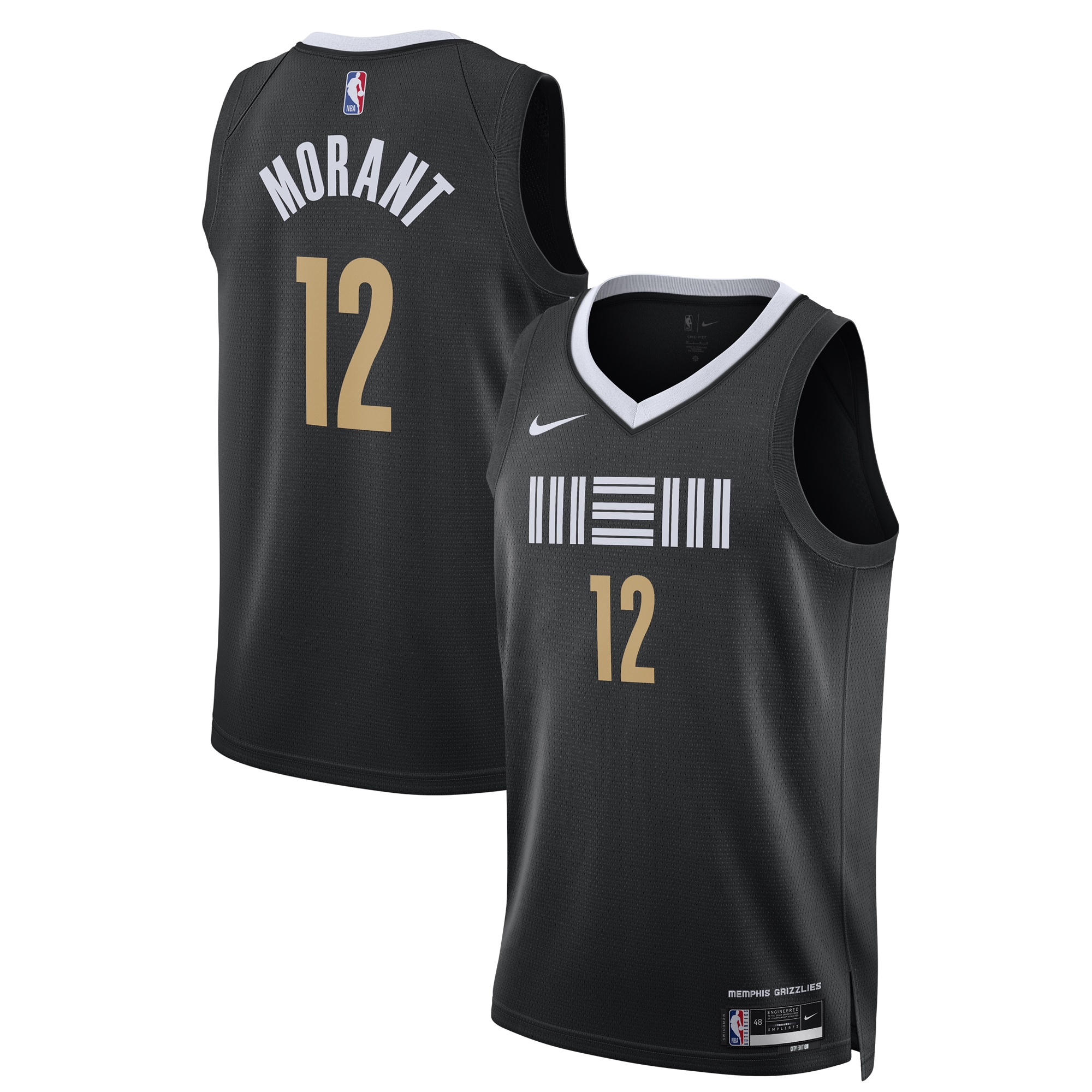 unisex memphis grizzlies ja morant nike black 202324 swingman jersey - city edition