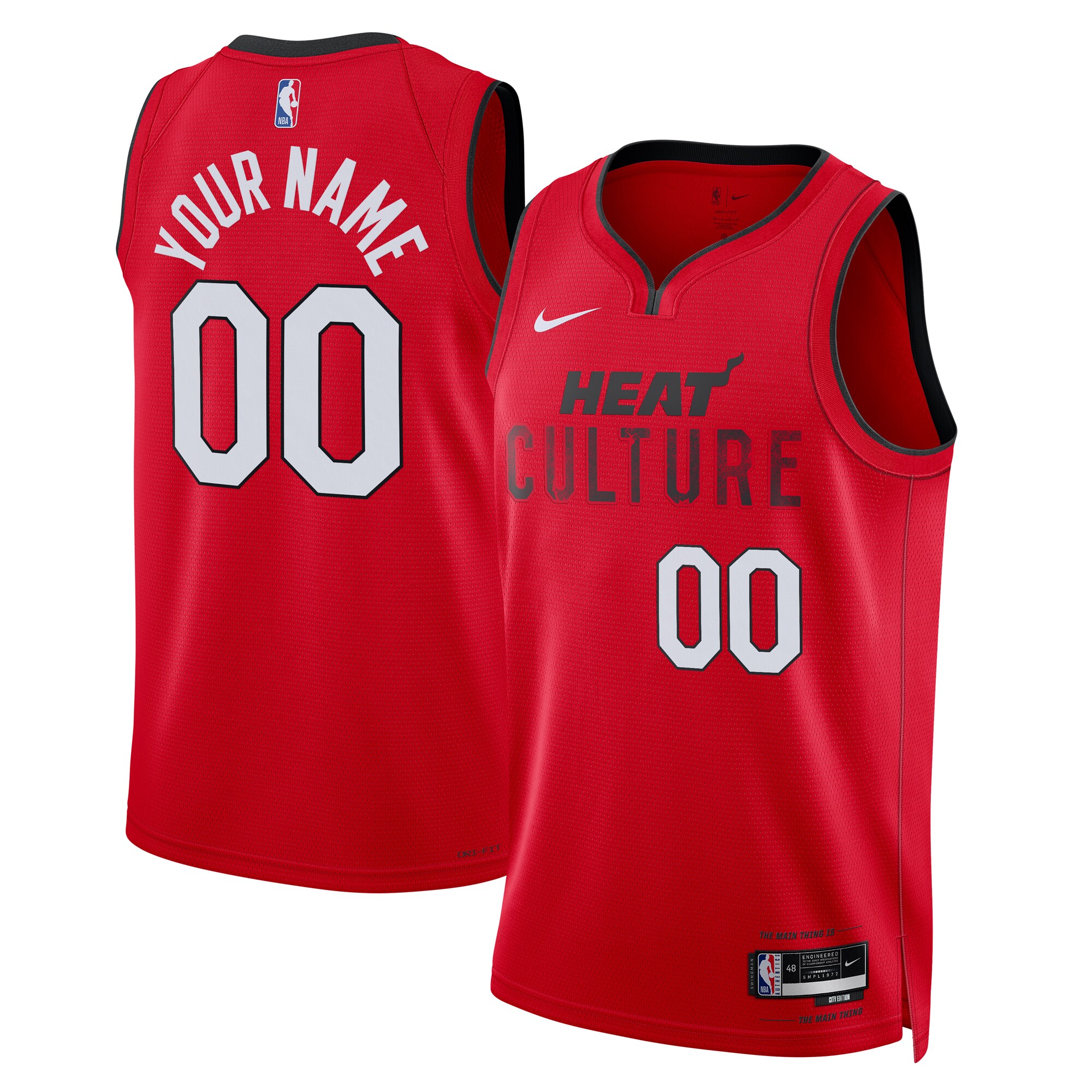 unisex miami heat nike red 202425 custom swingman jersey - city edition