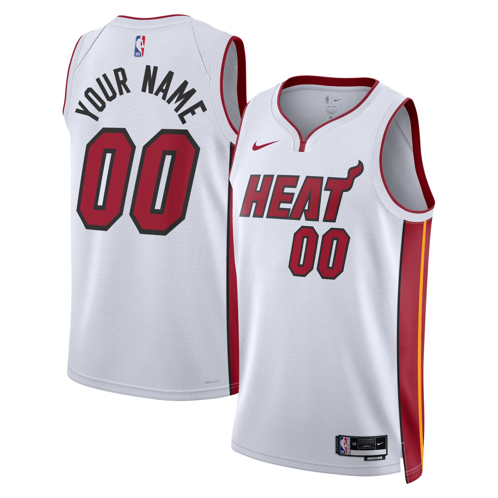 unisex miami heat nike white swingman custom jersey - association edition