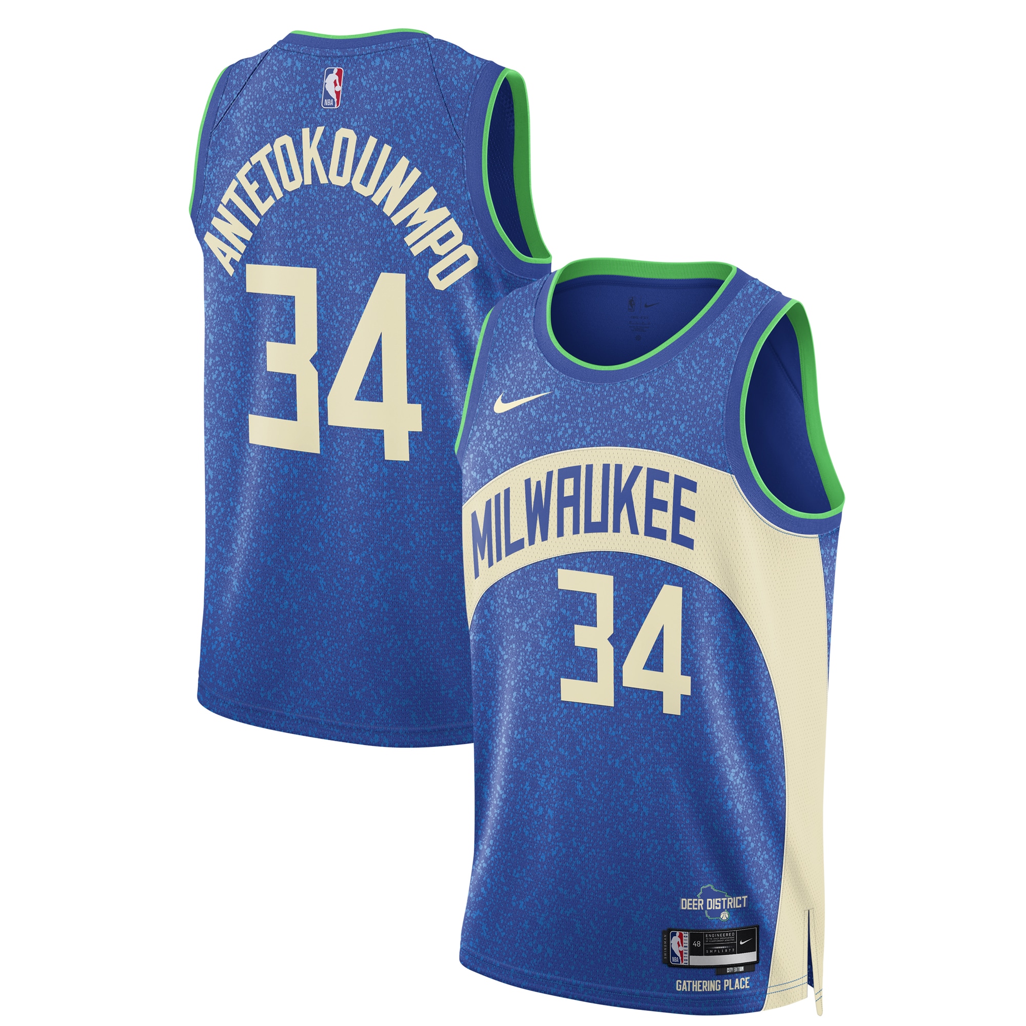 unisex milwaukee bucks giannis antetokounmpo nike blue 202324 swingman jersey - city edition