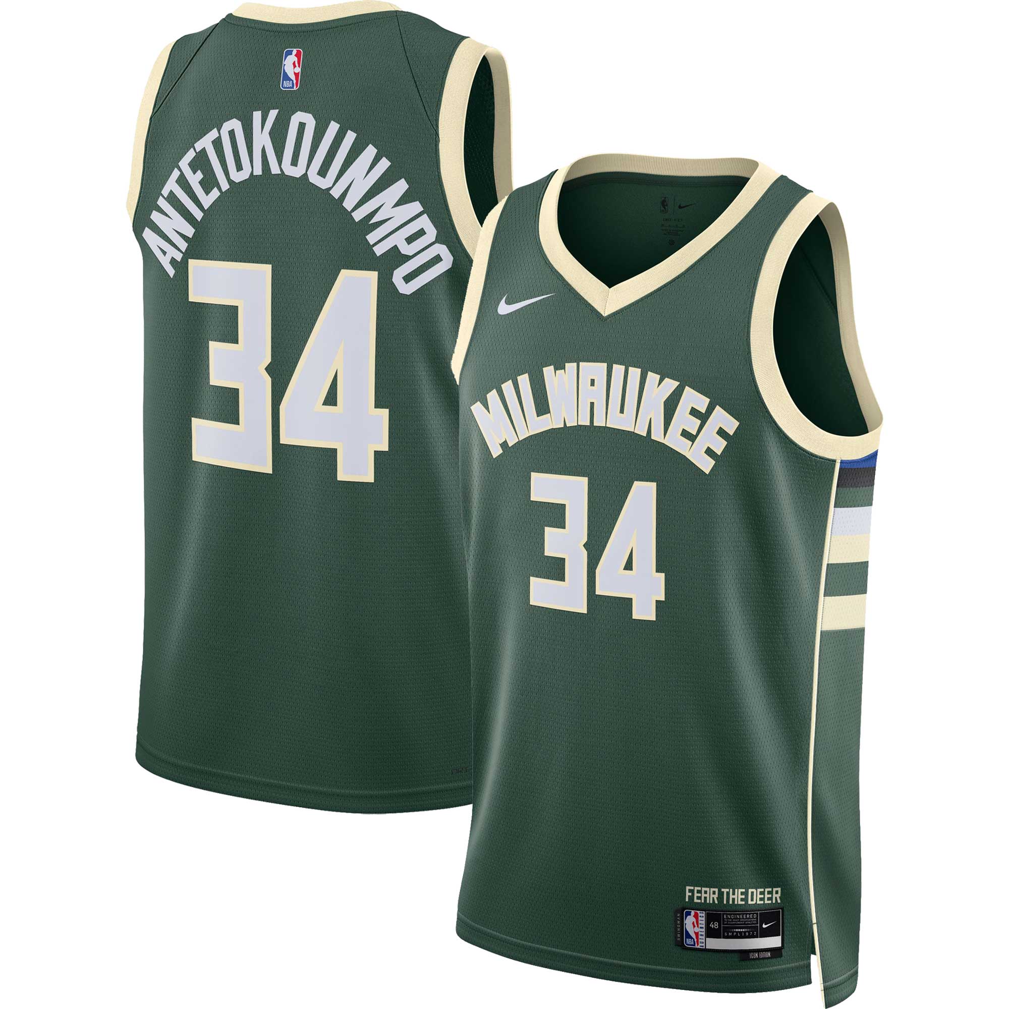 unisex milwaukee bucks giannis antetokounmpo nike hunter green swingman jersey - icon edition