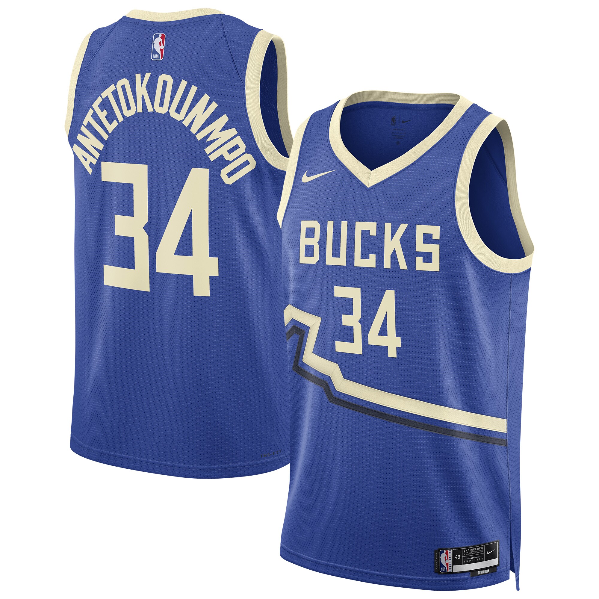 unisex milwaukee bucks giannis antetokounmpo nike royal 202425 swingman player jersey - city edition