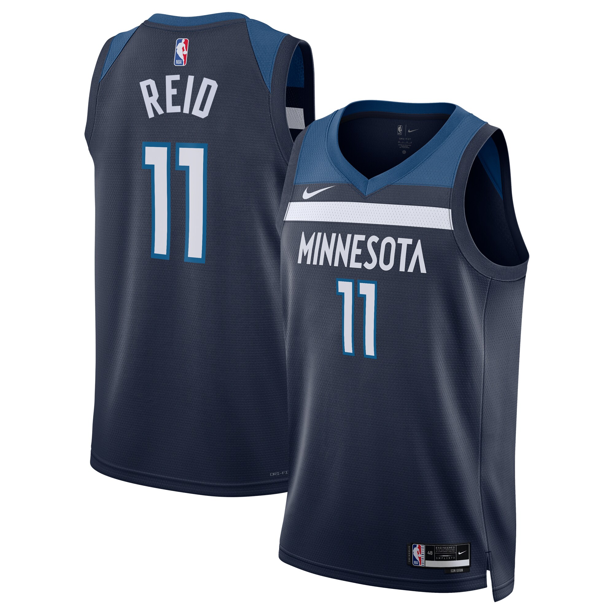 unisex minnesota timberwolves naz reid nike navy swingman jersey - icon edition