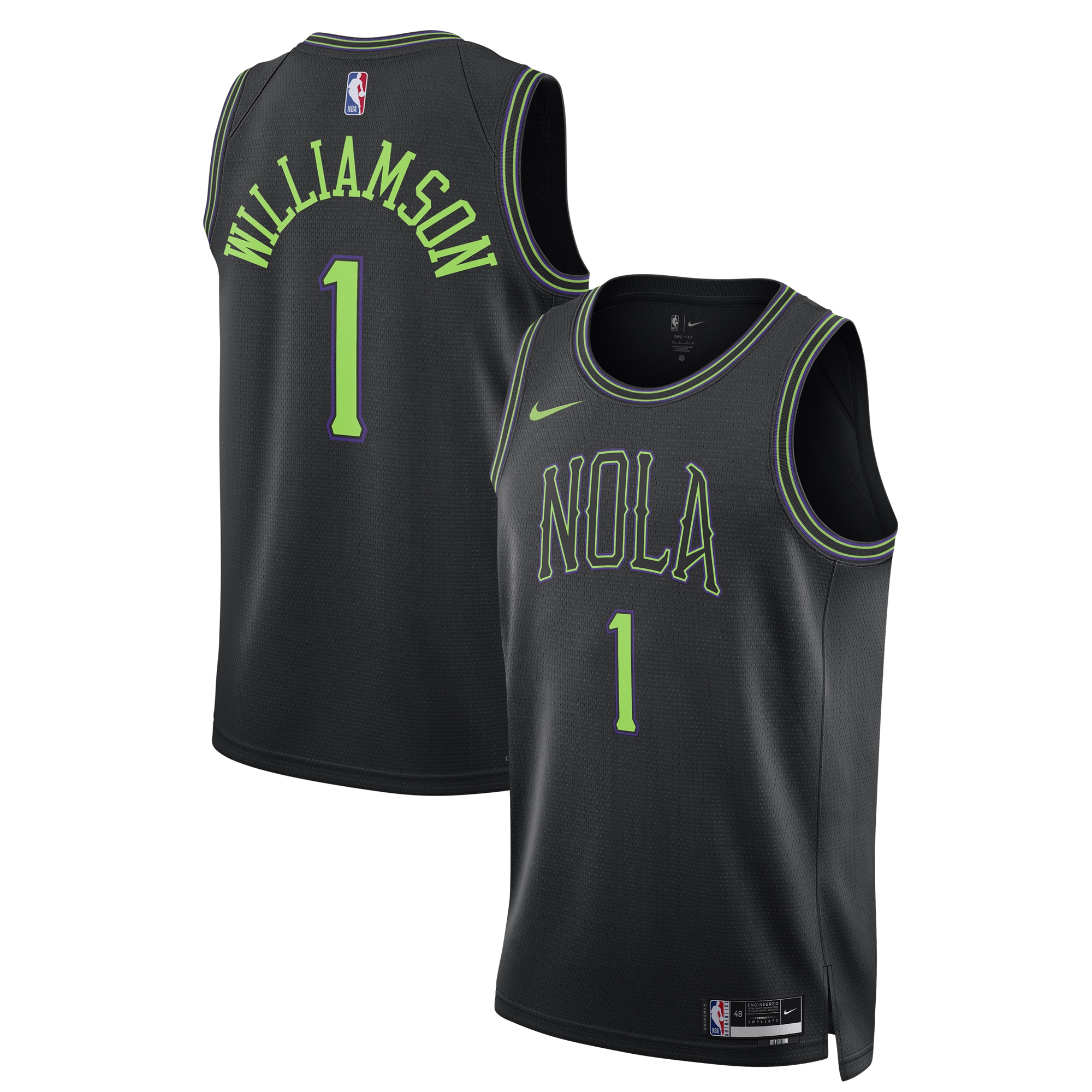 unisex new orleans pelicans zion williamson nike black 202324 swingman jersey - city edition