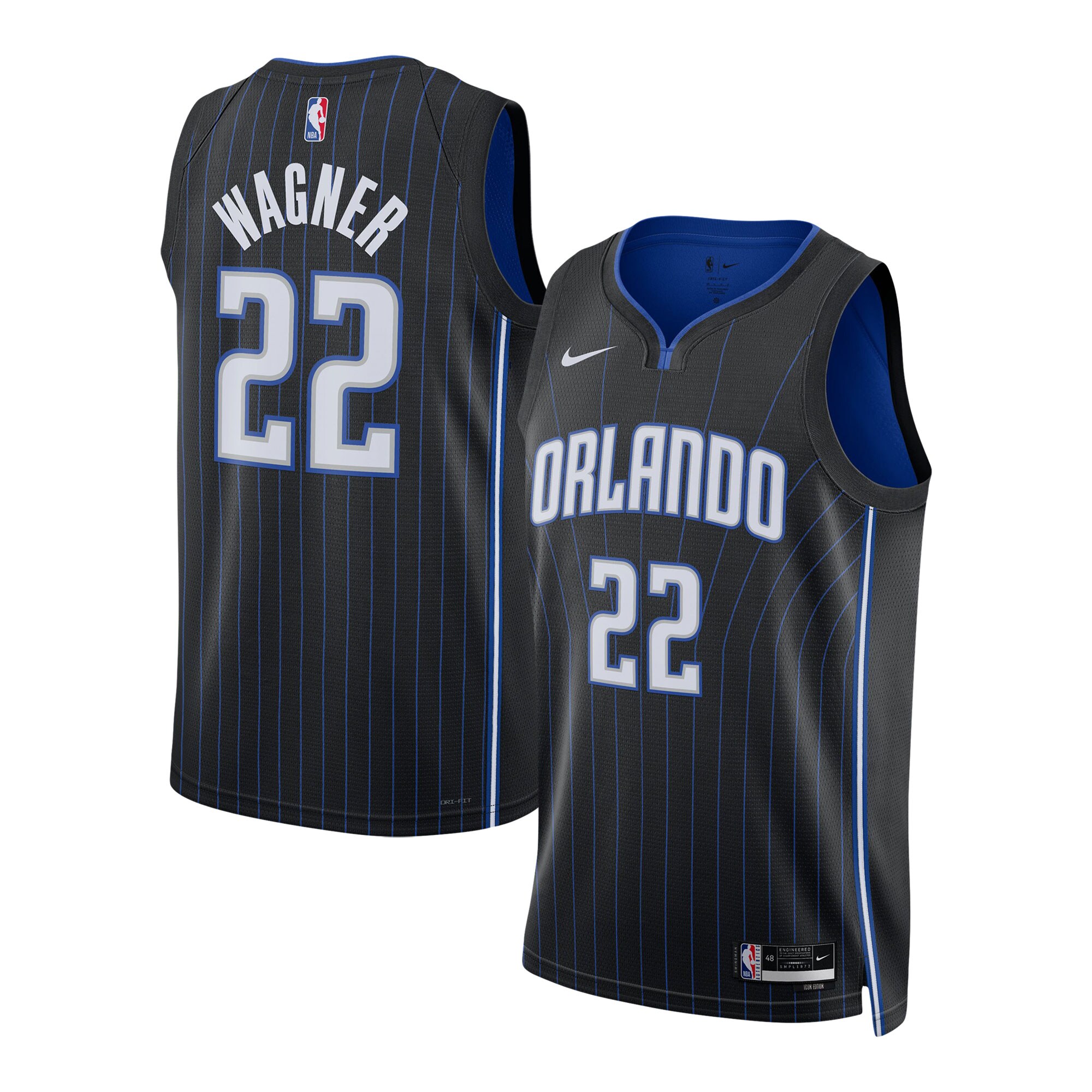 unisex orlando magic franz wagner nike black swingman jersey - icon edition