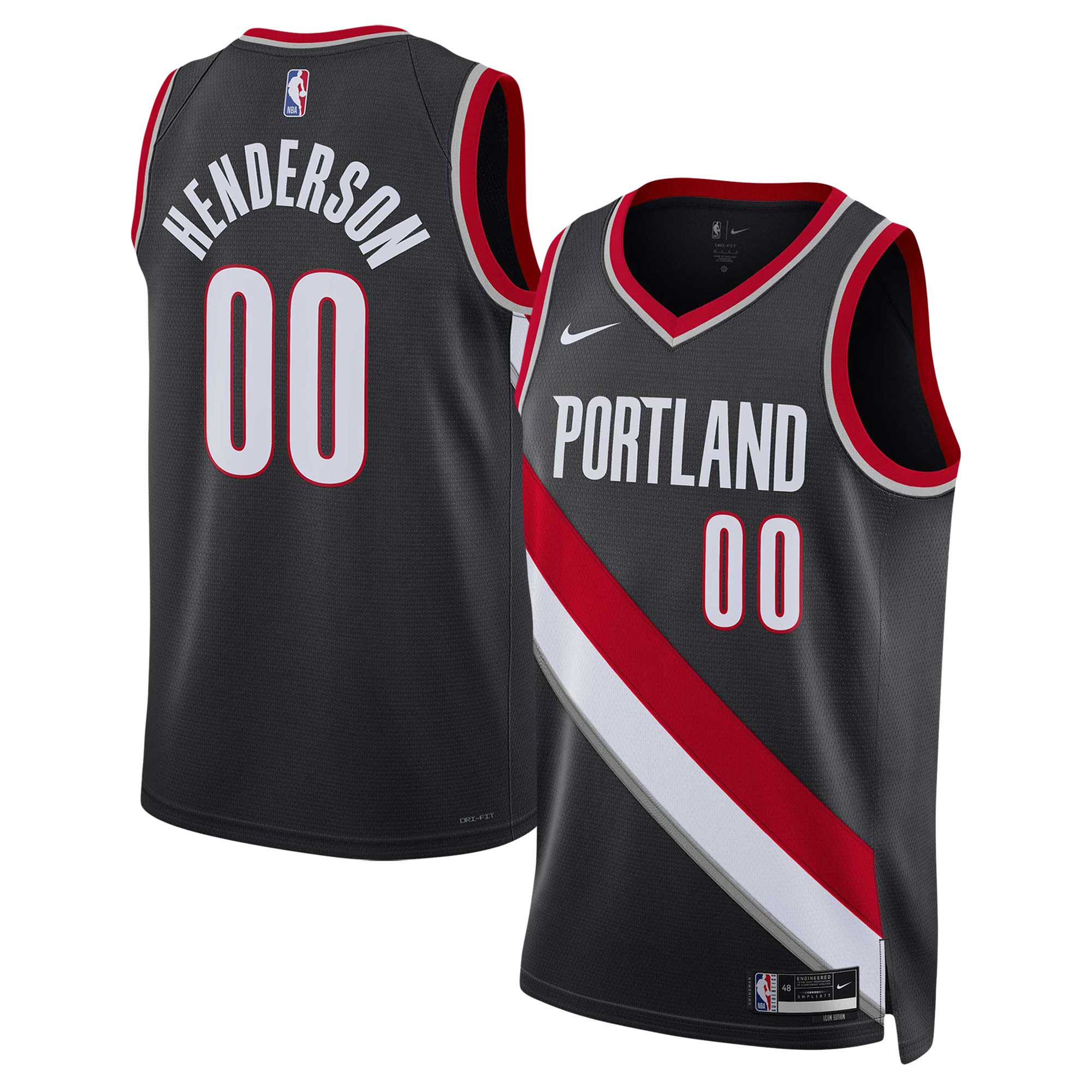unisex portland trail blazers scoot henderson nike black 2023 nba draft swingman jersey - icon edition